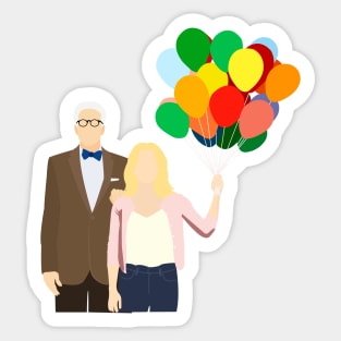 Michael and Eleanor with Balloons Sticker